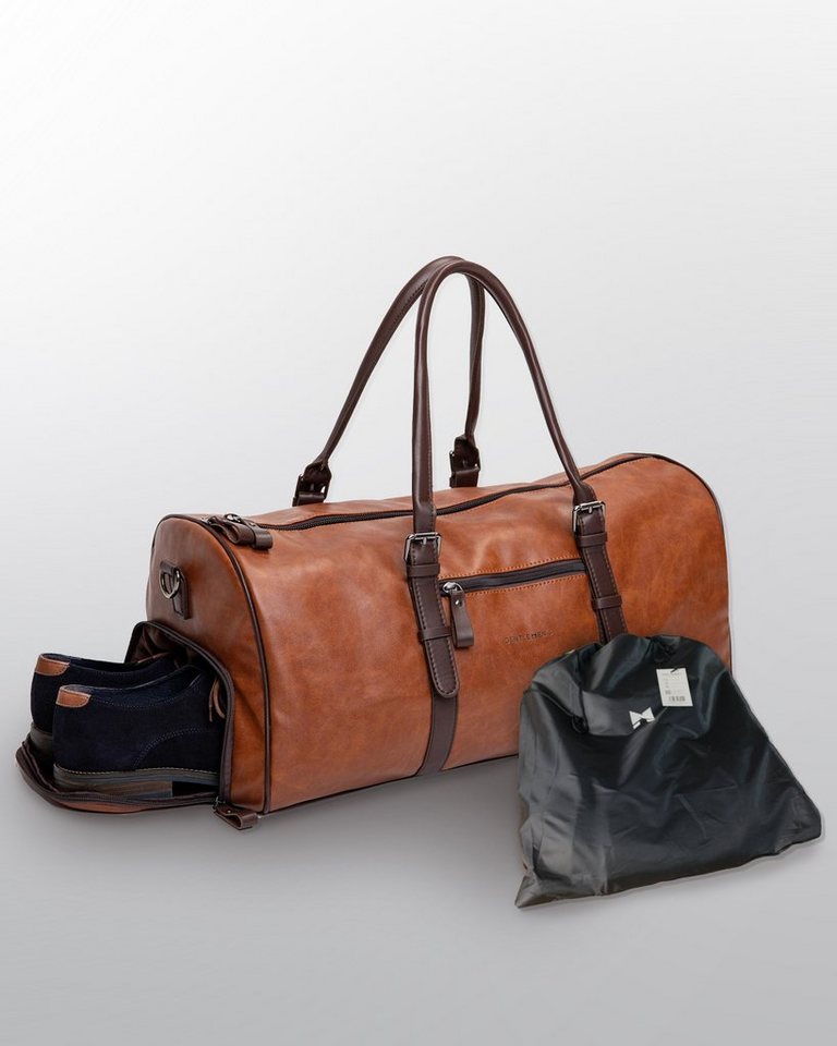 Gentlemen's Weekender - Kunstleder Reisetasche mit separatem Schuhfach, Sporttasche für jeden Anlass - vegan mit Schultergurt und Trackerfach von Gentlemen's