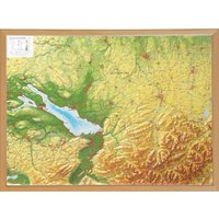 Georelief 3D Reliefkarte Allgäu Bodensee mit Holzrahmen von Georelief