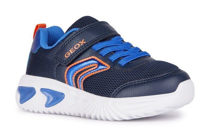 Geox J ASSISTER BOY C Sneaker mit cooler Blinkfunktion, Freizeitschuh, Halbschuh, Schnürschuh von Geox