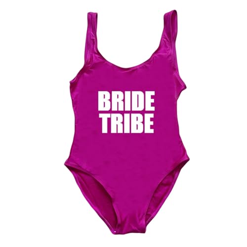 GerRit Badeanzüge Für Damen Bachelor Party EIN Stück Badeanzug Braut Team Bikini Plus Size Badeanzug Strandkleidung-Farbe 22-XL von GerRit