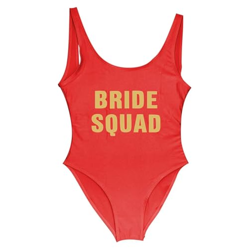GerRit Badeanzüge Für Damen Bridal Squad One Stück Badeanzug Frauen One Piece Badeanzug Frauen Badeanzug Frauen-rot 2-m von GerRit