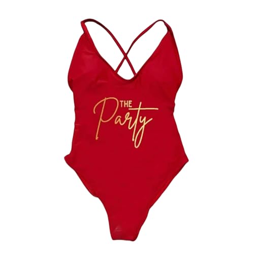GerRit Badeanzüge Für Damen Gepolstert EIN Stück Badeanzug Party Badebekleidung Frauen Sommer Beachwear Plus Size Badeanzug-rot-XL von GerRit