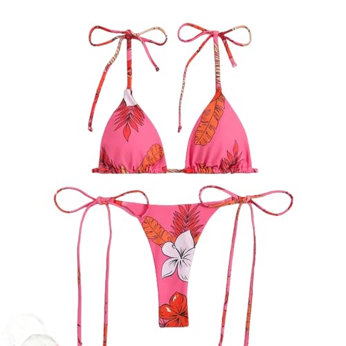 GerRit Bikini Print Bikini Frauen Bikinis Bikinis Set Halter Beach Tragen Badeanzug-Rose-m von GerRit