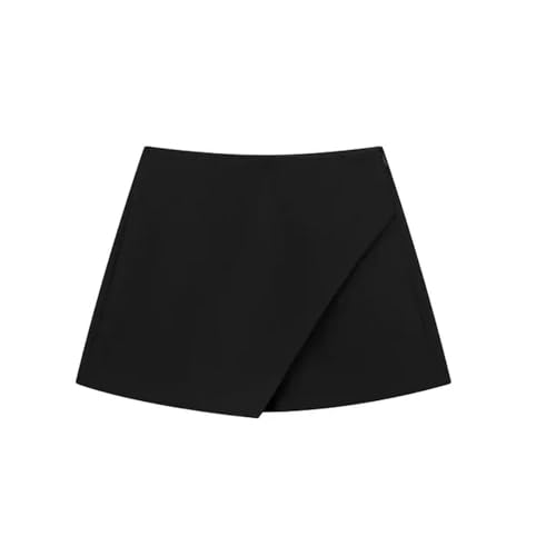 GerRit Faltenrock Damen Mode Frauenshorts Röcke Solide Seite Reißverschluss Hoher Taille Schwarze Weiße Miniröcke-schwarz-s von GerRit