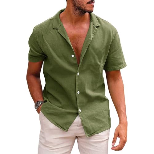 GerRit Herren Hemd Beach Style Hawaii Shirt Tops Kurzarm Turn-down Kragen Travel Style Männliches Loose Shirt-grün-3xl von GerRit