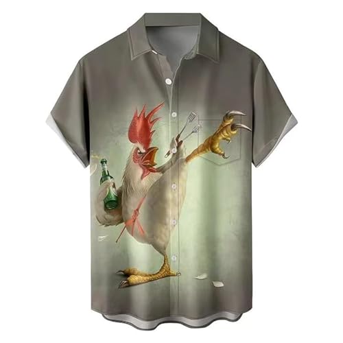 GerRit Herren Hemd Hawaiianisches Hemd Für Männer Sommer 3D Printed Holiday Kurzarm Tops-Farbe 20-XL von GerRit