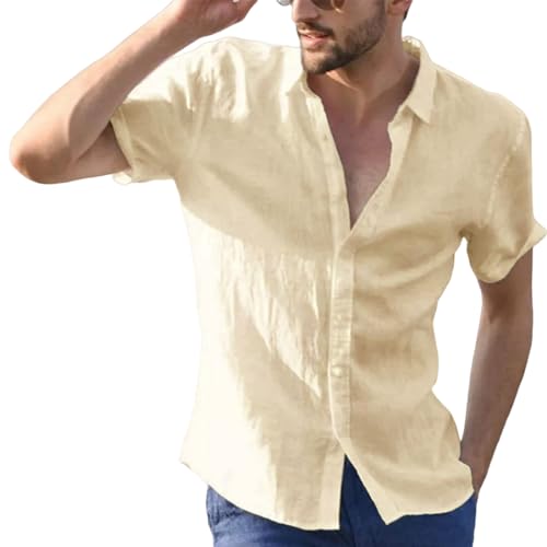 GerRit Herren Hemd Herren Lässig Kurzarm Shirt Street Street Tragen Sie Revers-knopf-Hemd Für Männer M-3xl-gelb-m von GerRit