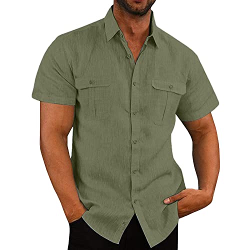 GerRit Herren Hemd Herren Lässige Bluse Lose Tops Kurzärmeliges T-Shirt Summer Casual Herrenhemd Männer T-shirt-grün-3xl von GerRit