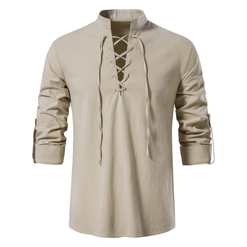 GerRit Herren Hemd Herren Lässige Bluse Tops Langarm T -Shirt Frühling Autumn Hemdhemden-Khaki-XL von GerRit