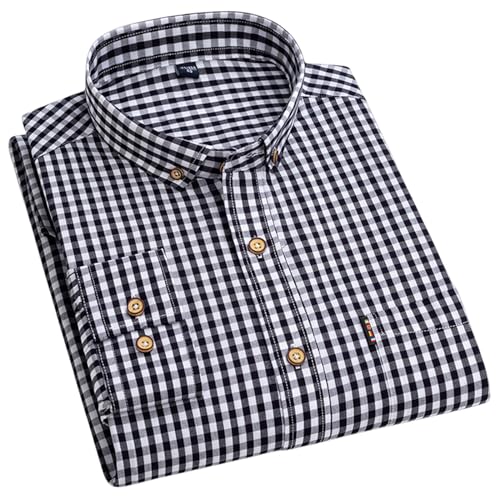 GerRit Herren Hemd Herrenhemd Plaid Losen Geschäft Casual Shirts Schwarz -weiß Langarm T -Shirt-Farbe 1-m von GerRit