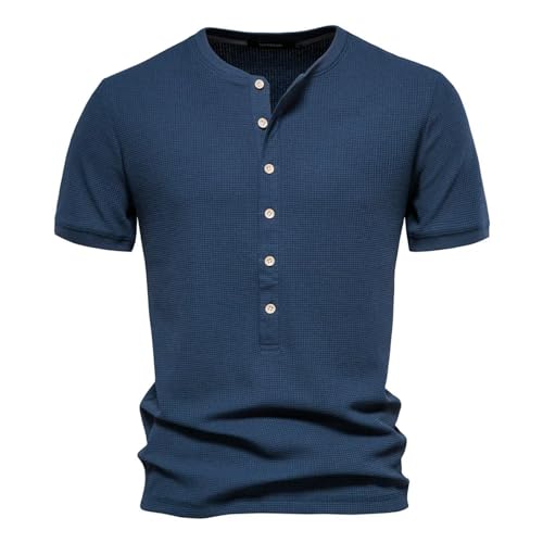 GerRit Herren Hemd T-Shirt Für Männer Solid Color Casual Kurzarm Herren T-Shirt Sommer Tops Tee Männlich-Navigation-m von GerRit
