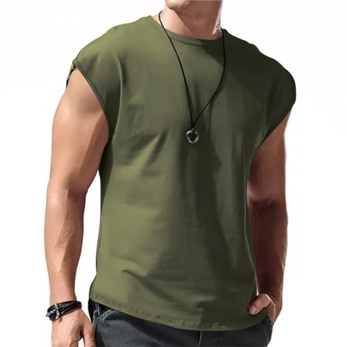 GerRit Herren T-Shirt Herren Sommer Ärmel Und T-Shirt Teenager Casual Lose Solid Color Thin T-Shirt-grün-l von GerRit