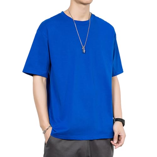 GerRit Herren T-Shirt Kurzärärmelte T-Shirt-Sommer-festkörper-Hals-Kleider Mit Kurzärztem T-Shirt-blau-XL von GerRit