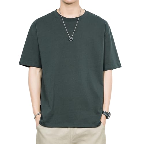 GerRit Herren T-Shirt Kurzärärmelte T-Shirt-Sommer-festkörper-Hals-Kleider Mit Kurzärztem T-Shirt-dunkelgrau-s von GerRit