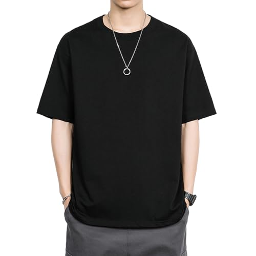 GerRit Herren T-Shirt Kurzärärmelte T-Shirt-Sommer-festkörper-Hals-Kleider Mit Kurzärztem T-Shirt-schwarz-m von GerRit