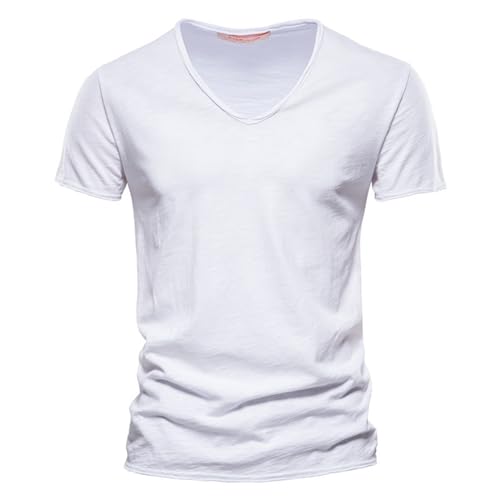 GerRit Herren T-Shirt Männer Tops V Hals Dünne Kurze Ärmeln Tees Männer Fashion Fitness T-Shirt Für Männer Größe S-5xl-farbe 1-m von GerRit