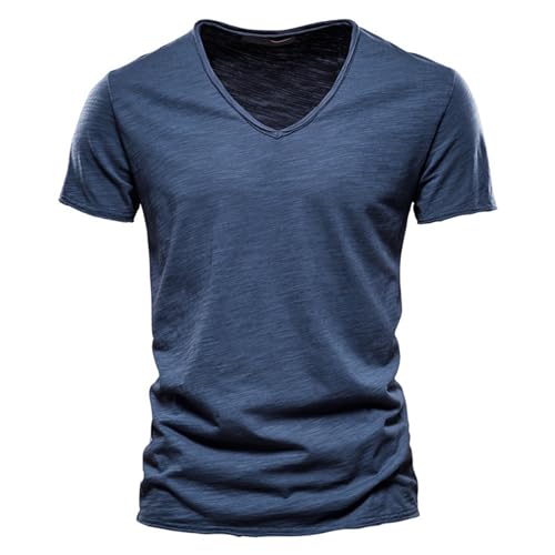 GerRit Herren T-Shirt Männer Tops V Hals Dünne Kurze Ärmeln Tees Männer Fashion Fitness T-Shirt Für Männer Größe S-5xl-farbe 15-5xl von GerRit