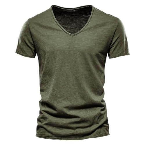 GerRit Herren T-Shirt Männer Tops V Hals Dünne Kurze Ärmeln Tees Männer Fashion Fitness T-Shirt Für Männer Größe S-5xl-farbe 18-5xl von GerRit