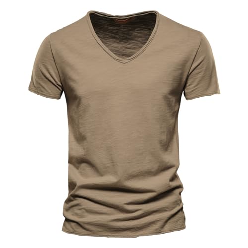 GerRit Herren T-Shirt Männer Tops V Hals Dünne Kurze Ärmeln Tees Männer Fashion Fitness T-Shirt Für Männer Größe S-5xl-farbe 20-XL von GerRit