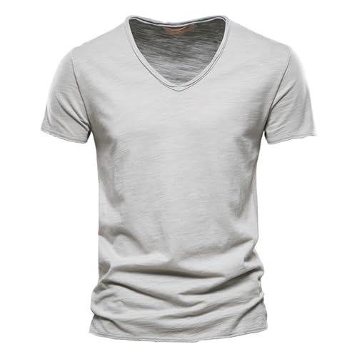 GerRit Herren T-Shirt Männer Tops V Hals Dünne Kurze Ärmeln Tees Männer Fashion Fitness T-Shirt Für Männer Größe S-5xl-farbe 6-XXL Büste von GerRit