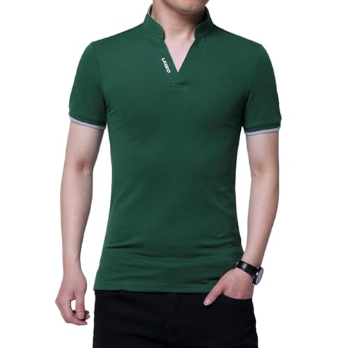 GerRit Herren T-Shirt Sommer-Herren-Mode-Shirt Kurzärmel Slim Fit T-Shirts Baumwollkleidung-grün-4xl von GerRit