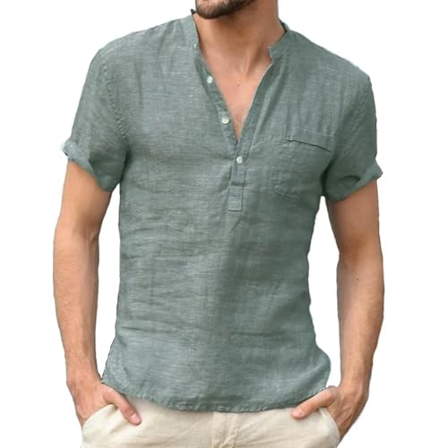 GerRit Herren T-Shirt Sommer Mode Casual T-Shirts Lässig Männlich Kurzarm V-Collar Atmungsablöschbarer S-5xl-dunkelgrün-5xl von GerRit