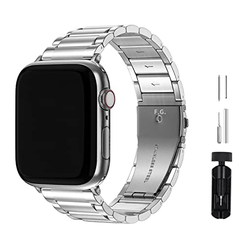 GerbGorb Apple Watch Armband 42mm Kompatibel mit Apple Watch 3 2 1 Rostfreier Edelstahl Ersatzarmband für Business Damen Herren Silber von GerbGorb