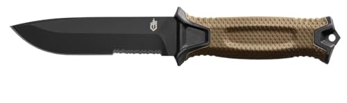 Gerber Messer mit Teilwellenschliff und Holster, Klingenlänge: 12,2 cm, Strongarm Fixed Blade Survival Knife, Coyote, 31-003655 von Gerber