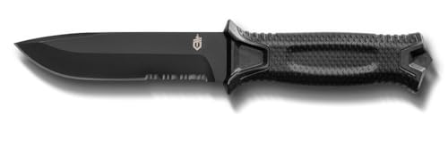 Gerber Messer mit Teilwellenschliff und Holster, Klingenlänge: 12,2 cm, Strongarm Fixed Blade Survival Knife, Schwarz, 31-003648 von Gerber