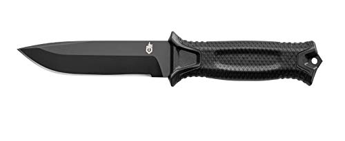 Gerber Messer mit glatter Klinge und Holster, Klingenlänge: 12,2 cm, Strongarm Fixed Blade Survival Knife, Schwarz, 31-003654 von Gerber