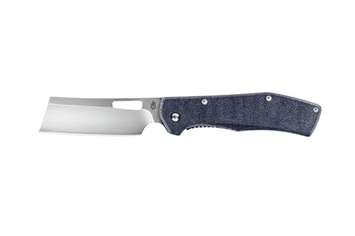 Gerber Taschenklappmesser mit Taschenclip, Klingenlänge: 9,7 cm, Flatiron D2 Micarta, Grau/Blau, 30-001795 von Gerber