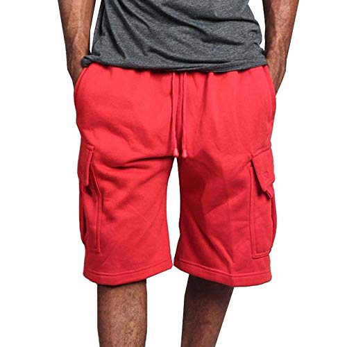 Shorts Kurze Herren Hose Shorts Herren Taschen Solid Shorts Sport Herren Kleidung Sweatshorts-Red_XL von Gerfrwet