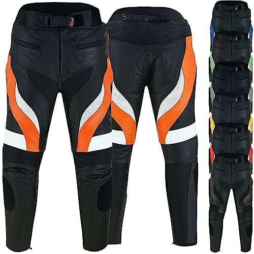 German Wear, Motorradhose Motorrad Biker Racing Lederhose Schwarz/Orange, Größe:54 von German Wear