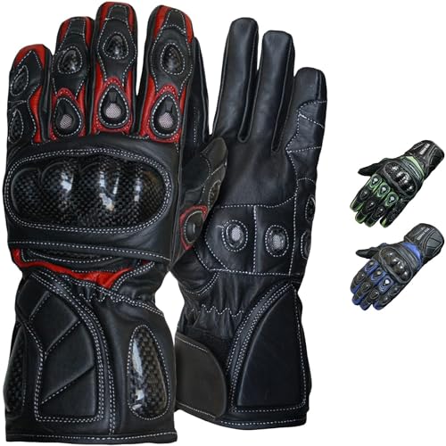 German Wear Motorradhandschuhe Motorrad Biker Handschuhe Lederhandschuhe, Größe:9=L, Farbe:Rot von German Wear