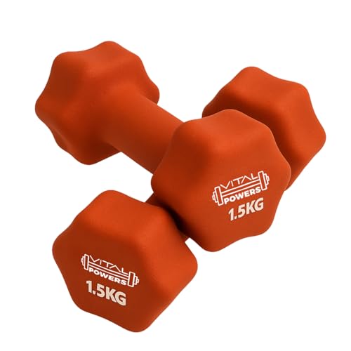 Neopren Kurzhanteln 1,5kg Set – 2er Set Fitness Hanteln rutschfest mit Gusseisenkern – Trainingsgewichte, Krafttraining, Aerobic, Yoga, Pilates, Heimtraining Orange von Germany B.e.s.t