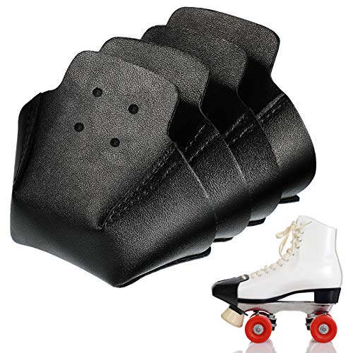 4 Stück Zehenschutzkappe Protektoren Zehenkappen Kunstleder Rollschuhe Kappe Protektoren für Quad Roller Skate (Schwarz) von Geyoga