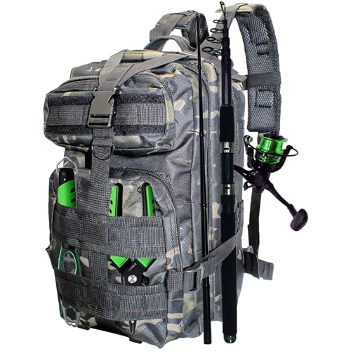 Ghanneey Angelrucksack Aufbewahrungstasche, leichte Angeltasche, Outdoor-Schulterrucksack mit viel Stauraum für Angeln, Wandern, Camping von Ghanneey