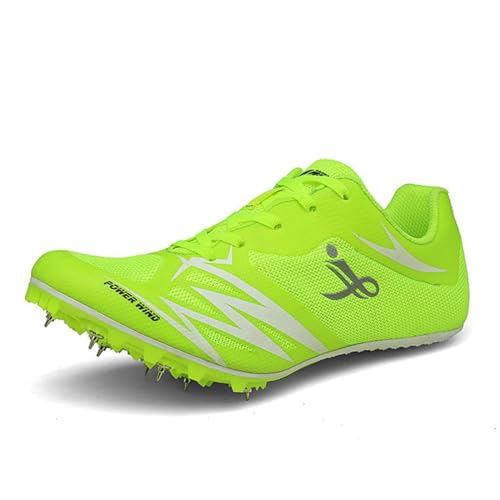 GiMLy Leichtathletik-Spikes-Schuhe Für Herren Und Damen, Atmungsaktive Mesh-Leichtathletik-Sneaker Für Jungen Und Mädchen, Sprint-Rennsport-Leichtathletikschuh,Grün,4UK von GiMLy