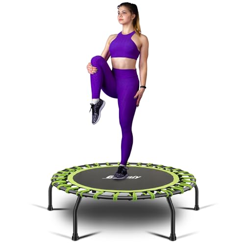 Gielmiy 101.6 cm Fitness Trampolin Indoor Garden Silent Mini Trampolin Bungee Rebounder Jumping Cardio Trainer Workout für Erwachsene - Maximale Belastung 150kg von Gielmiy