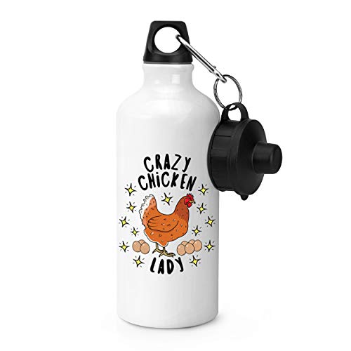 Gift Base Trinkflasche, Sportflasche, „Crazy Chicken Lady“, Motiv mit Huhn von Gift Base