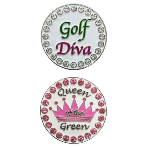 Giggle Golf Bling Diva Ballmarker-Set, enthält nur eine Golf-Diva und einen rosa Queen of the Green Ballmarker (ohne Hutclip) von Giggle Golf
