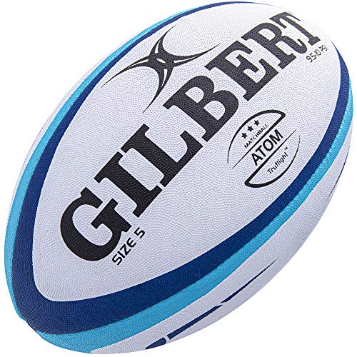 Gilbert Atom Rugbyball, Blau, Größe 5, entspricht den World Rugby-Spezifikationen von Gilbert