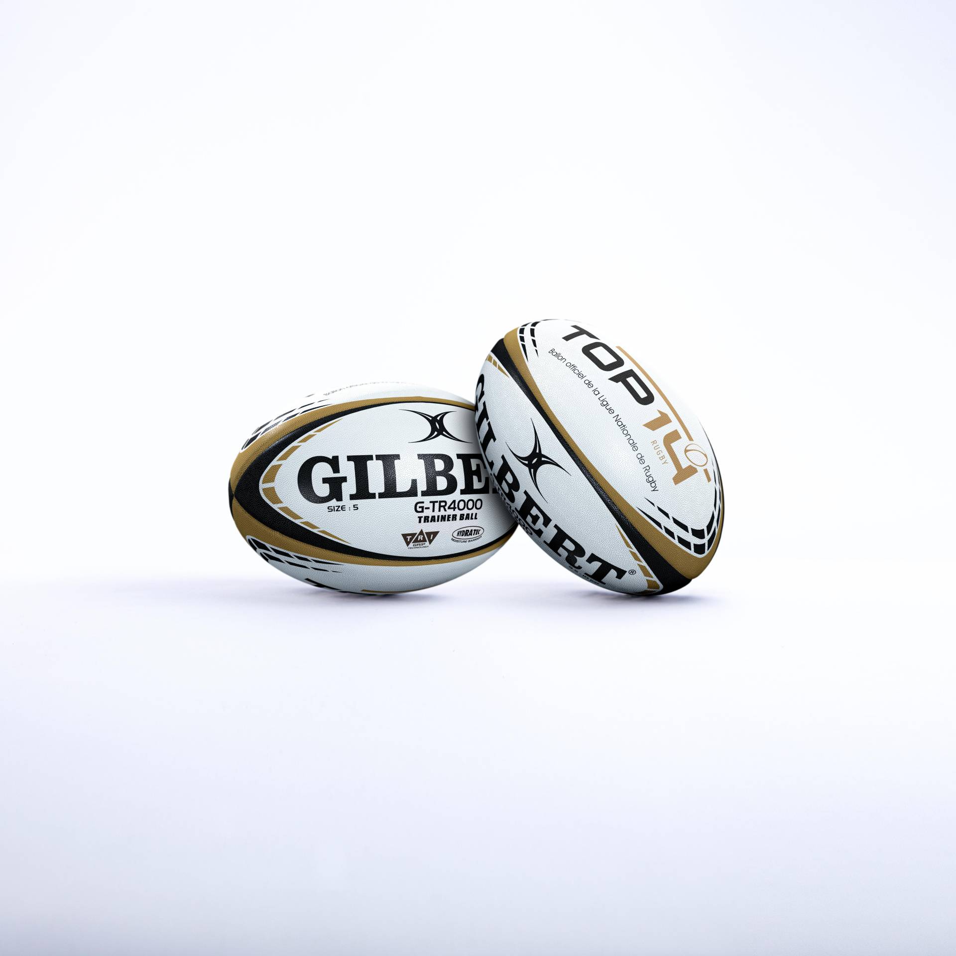 Rugbyball Gilbert Top 14 Größe 5 weiss/gold von Gilbert