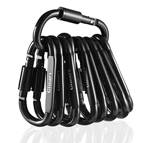 Gimars 10 Stück Karabiner mit Schraubverschluss, alu Schlüsselanhänger Karabinerhaken für Camping, Angeln, Wandern oder Reisen (schwarz) … von Gimars