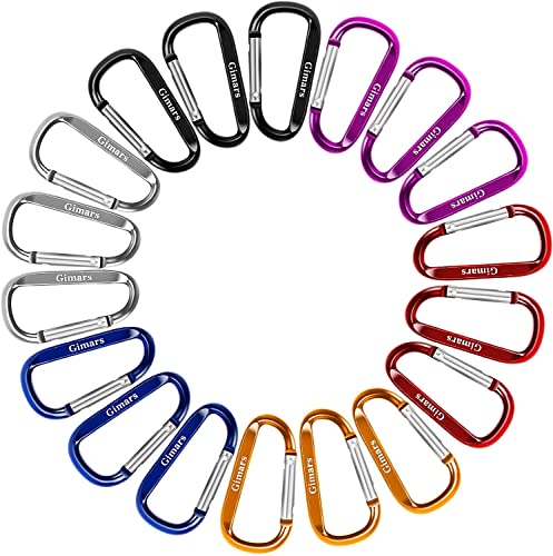 Gimars 18 pcs 6 cm mini Karabiner Schlüsselanhänger, Karabinerhaken Alu klein Schlüssel Karabiner für Camping, Angeln, Wandern oder Reisen von Gimars