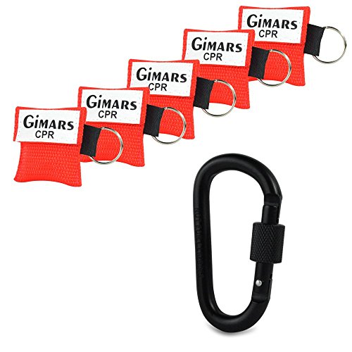 Gimars 5 Stücke CPR Maske mit Karabinerhaken CPR Mask Beatmungsmaske Schlüsselanhänger Beatmungshilfe Notfalltuch Taschenmaske Erste Hilfe von Gimars