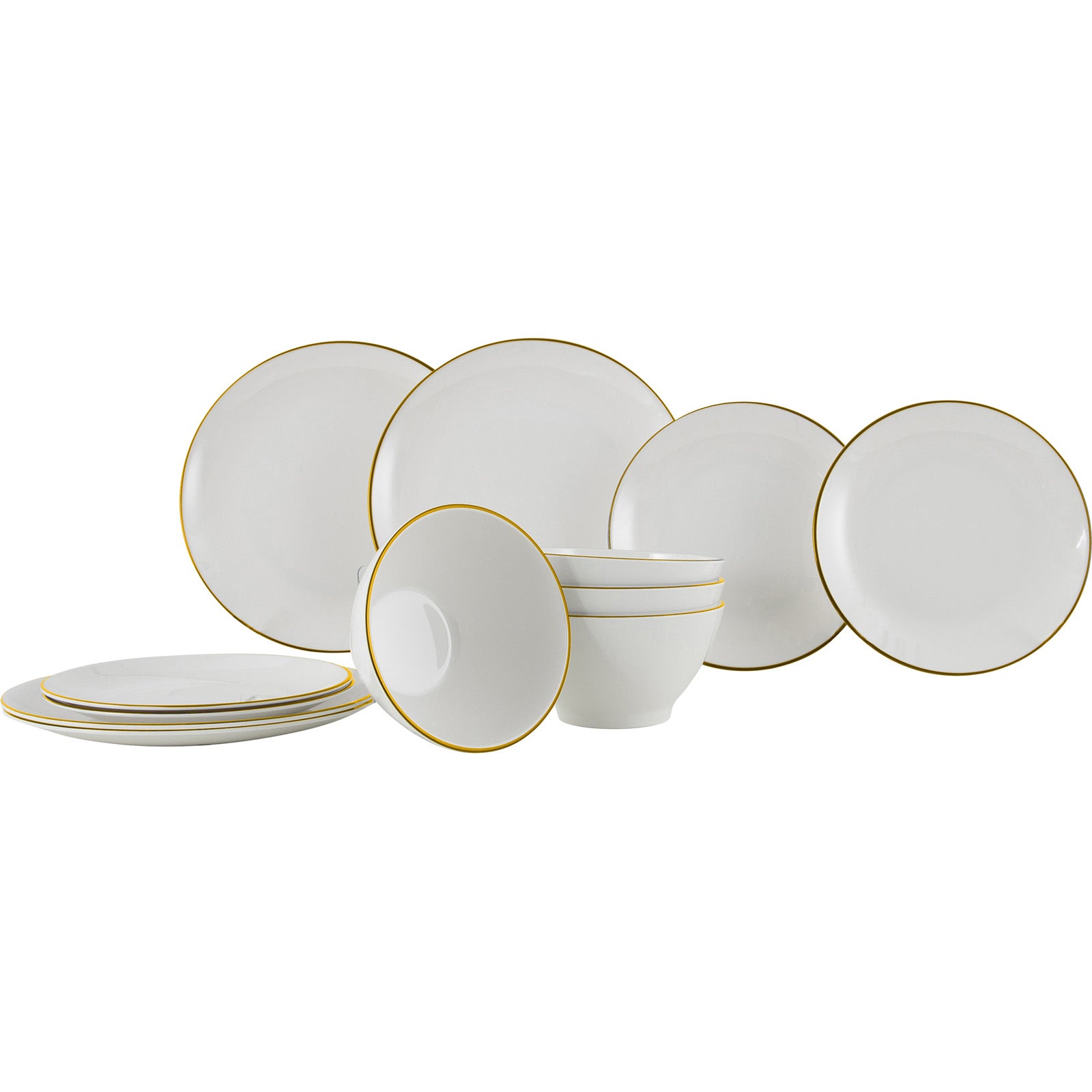 GIMEX Melamin Geschirr Set Linea Line Camping Essgeschirr Reise Picknick Teller-Gold von Gimex