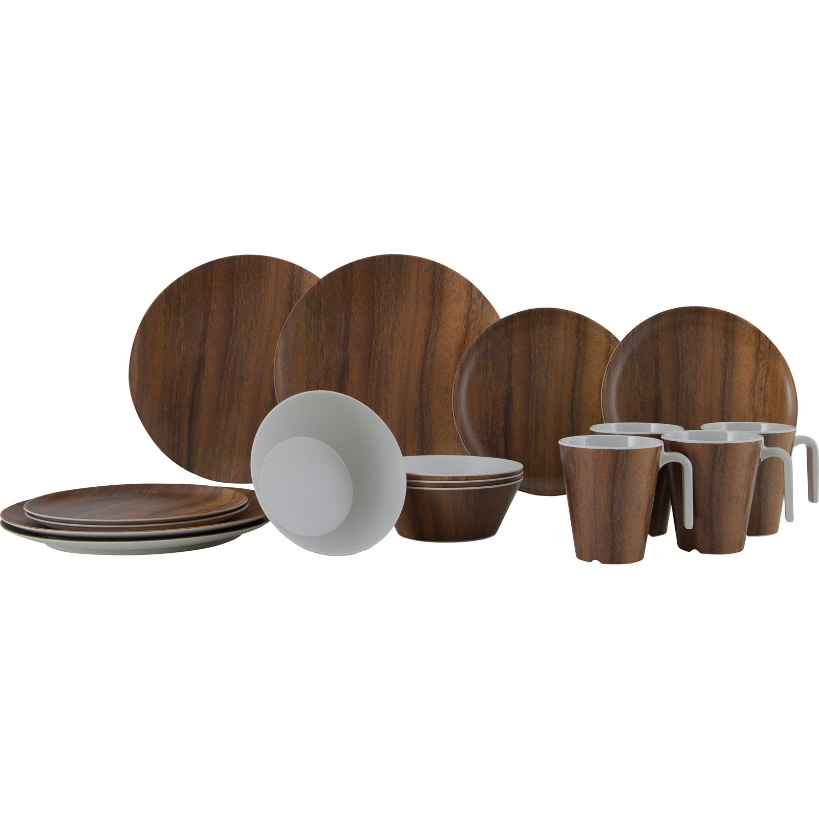 GIMEX Melamin Geschirr Set Wood Camping Essgeschirr Picknick Teller Holz Optik von Gimex