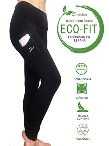 Ginadan Eco-Fit Pocket, umweltfreundliche Leggings mit Tasche für Damen L Schwarz von Ginadan