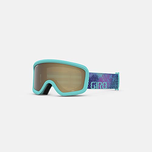 Giro Chico 2.0 Skibrille für Kinder, Jungen und Mädchen im Alter von 2 bis 4 Jahren, Chrom-Strickband, blaugrün, mit bernsteinfarbener Linse von Giro